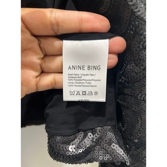Anine Bing Black Sequin Jacket Sz XS - Picture 5 of 7